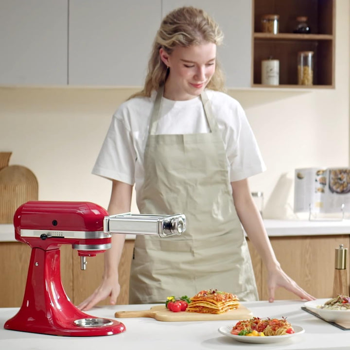 Gvode 3-in-1 Edelstahl Nudelaufsatz für KitchenAid Standmixer & Artisan, Pasta Zubehör für KitchenAi