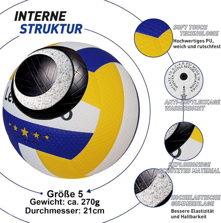 Lemondo Volleyball PU Weich Beachvolleyball Soft Wasserfest mit Pumpe Indoor Outdoor Wasserball Ball