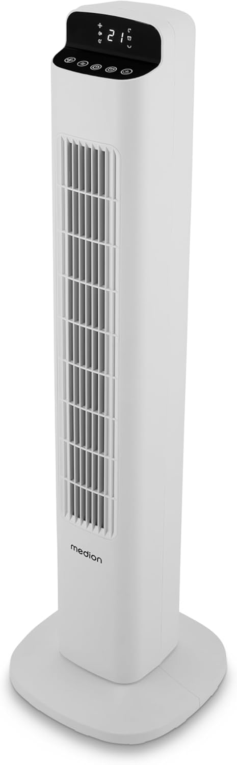 MEDION P15 TF Turmventilator mit Fernbedienung (5 Geschwindigkeitsstufen, leiser Schlafmodus, 45 Wat