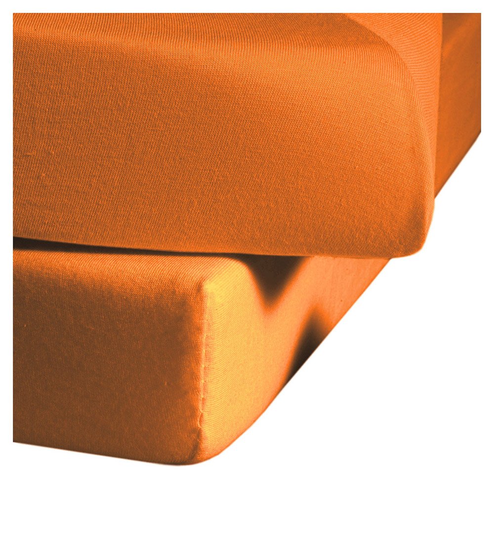 fleuresse Comfort Spannbettlaken, Jersey, orange, 200 x 200 Orange 200 x 200, Orange 200 x 200