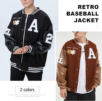 Eocicvvi Herren College Jacke Übergangsjacke Damen Freizeit Jacke Harajuku Stil Sportjacke Streetwea