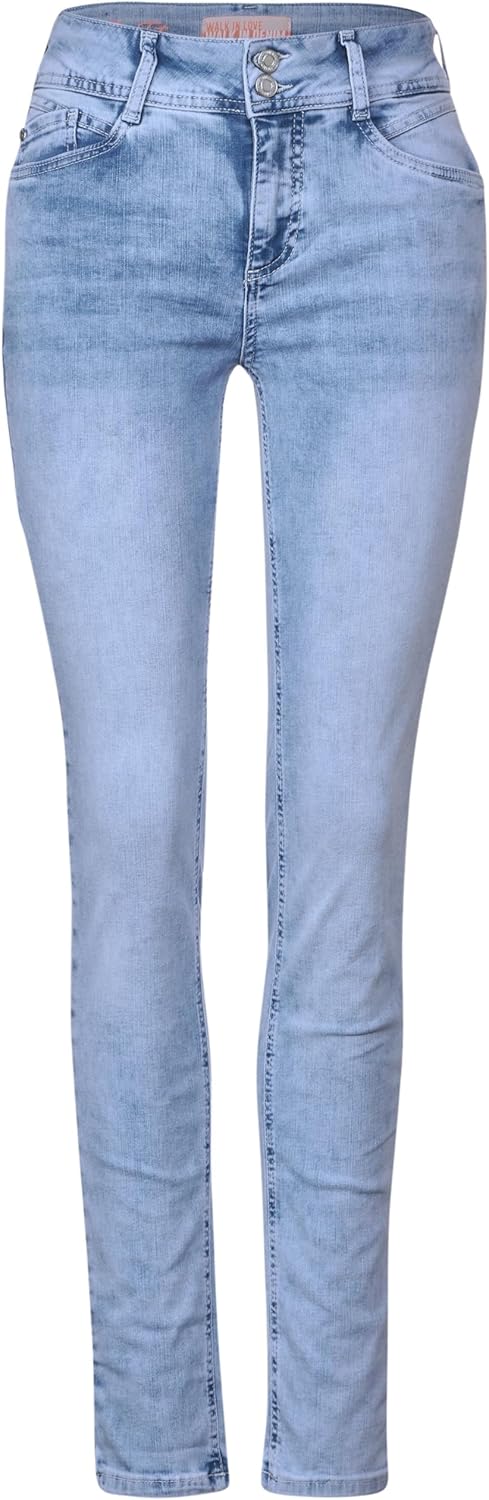 Street One Damen Jeanshose Slim und High Style Denim York 2-knopf 49_59 25W / 32L Heavy Indigo Bleac