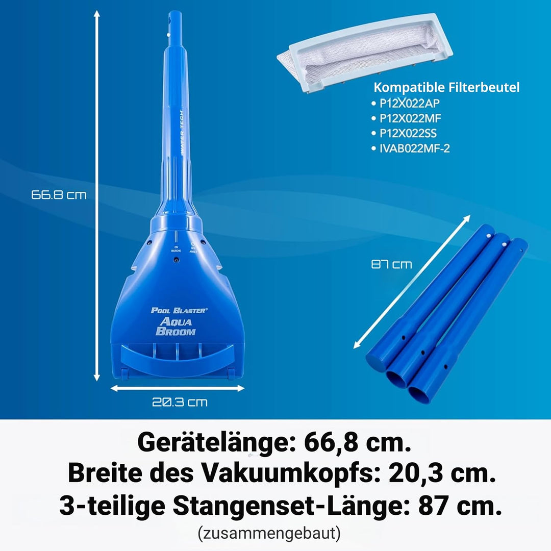 Water Tech Pool Blaster Aqua Broom Xl Ultra Schwimmbadstaubsauger, Poolsauger Mit Xl Saugknopf, Hand