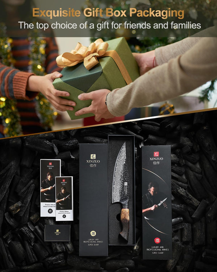 XINZUO 21,9cm Kochmesser Damastmesser Handgeschmiedet 67 Schichten Damaststahl Chefmesser -Profi Sch