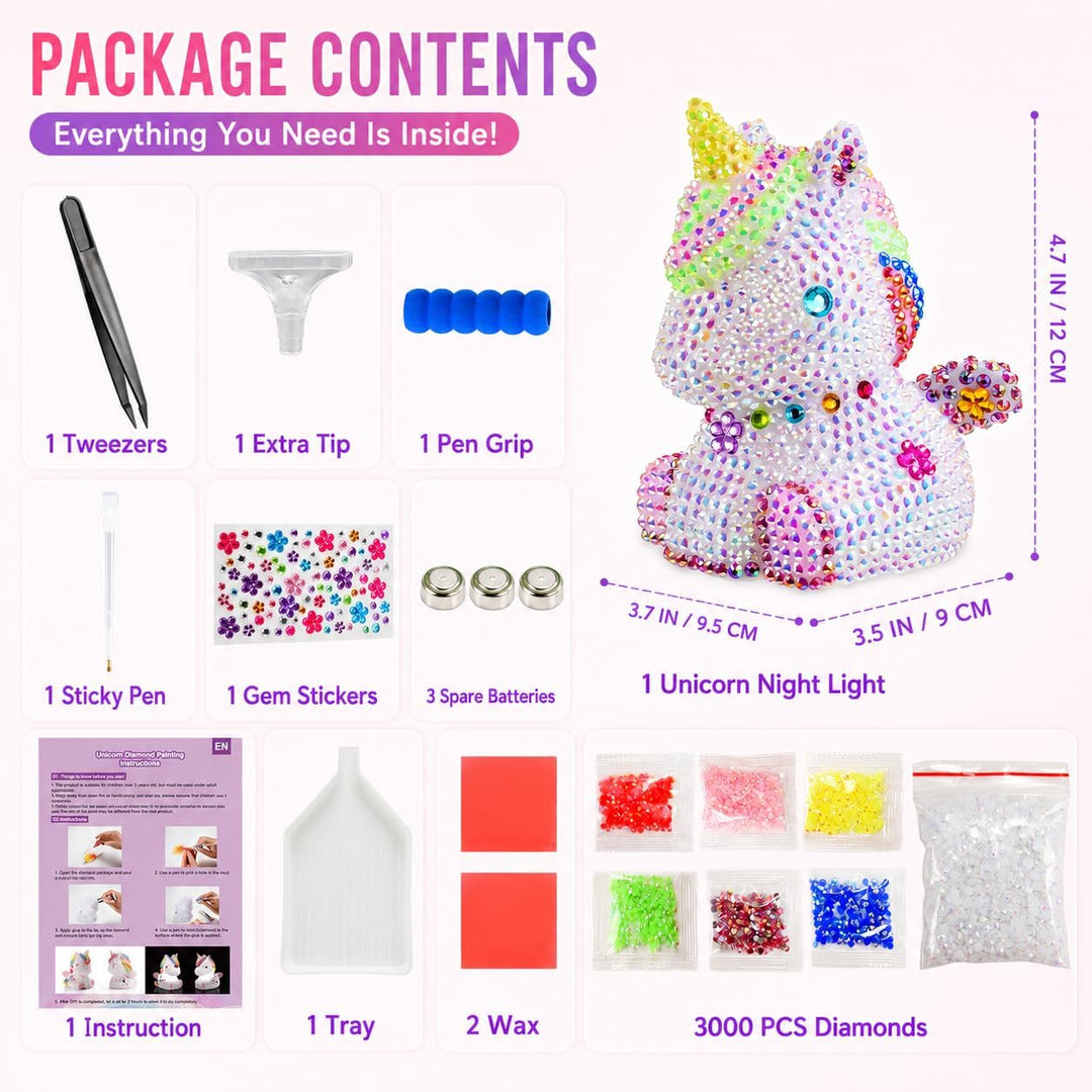 HappyGoLucky DIY Einhorn Nachtlicht Bastelset für Kinder – Einhorn Geschenke für Mädchen, Kinder Spi