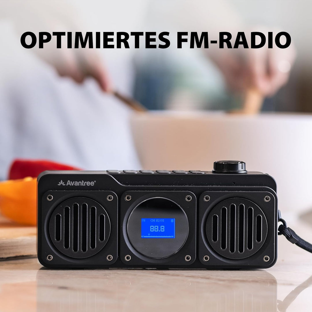 Avantree Boombyte - FM Kleins Radio mit Bluetooth Lautsprecher Tragbares mit kraftvollem Sound, Ster