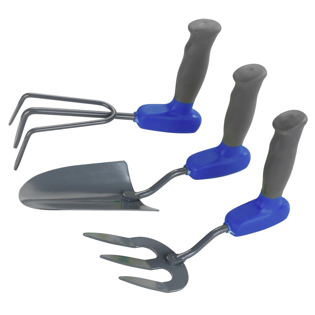 Maximex Ergonomisches Gartenset 3tlg., gelenkschonend, Gartenschaufel, Harke & Unkrautjäter Set