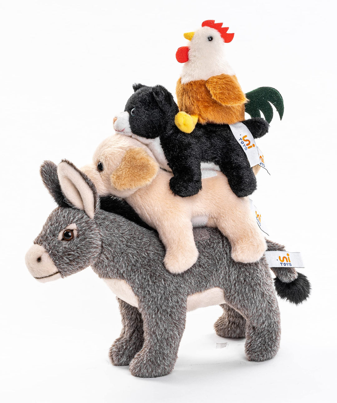 Uni-Toys - Bremer Stadtmusikanten - 32 cm (Höhe) - Plüsch-Fabeltier, Märchen-Figur - Plüschtier, Kus
