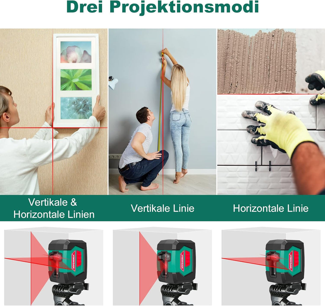 HYCHIKA Kreuzlinienlaser, Linienlaser Selbstnivellierend 15M mit Dualem Lasermodul 360°Umschaltbar H