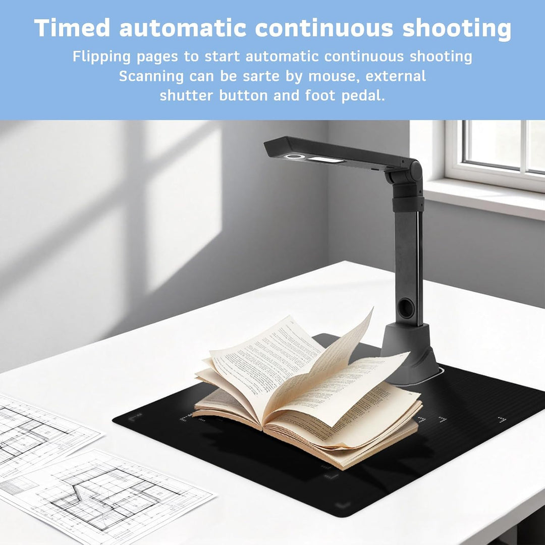 12MP Tragbar Dokumentkamera, Professioneller Buchscanner und Scanner, Dokumentscanner A3/A4 Dokument