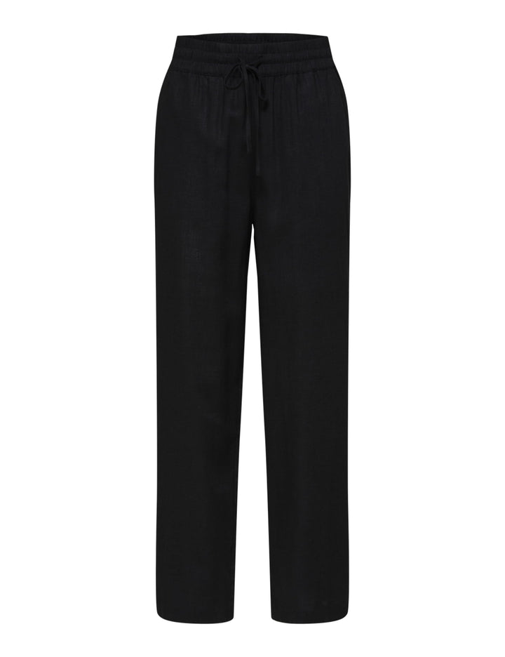 SELECTED FEMME Damen Slfviva-gulia Hw Long Linen Pant Noos Hosen, Schwarz, 34 EU