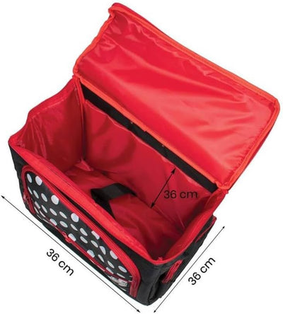 Prym 612630 Nähmaschine Trolley Polka Dots, schwarz/rot/weiss, 44 x 22 x 36 cm