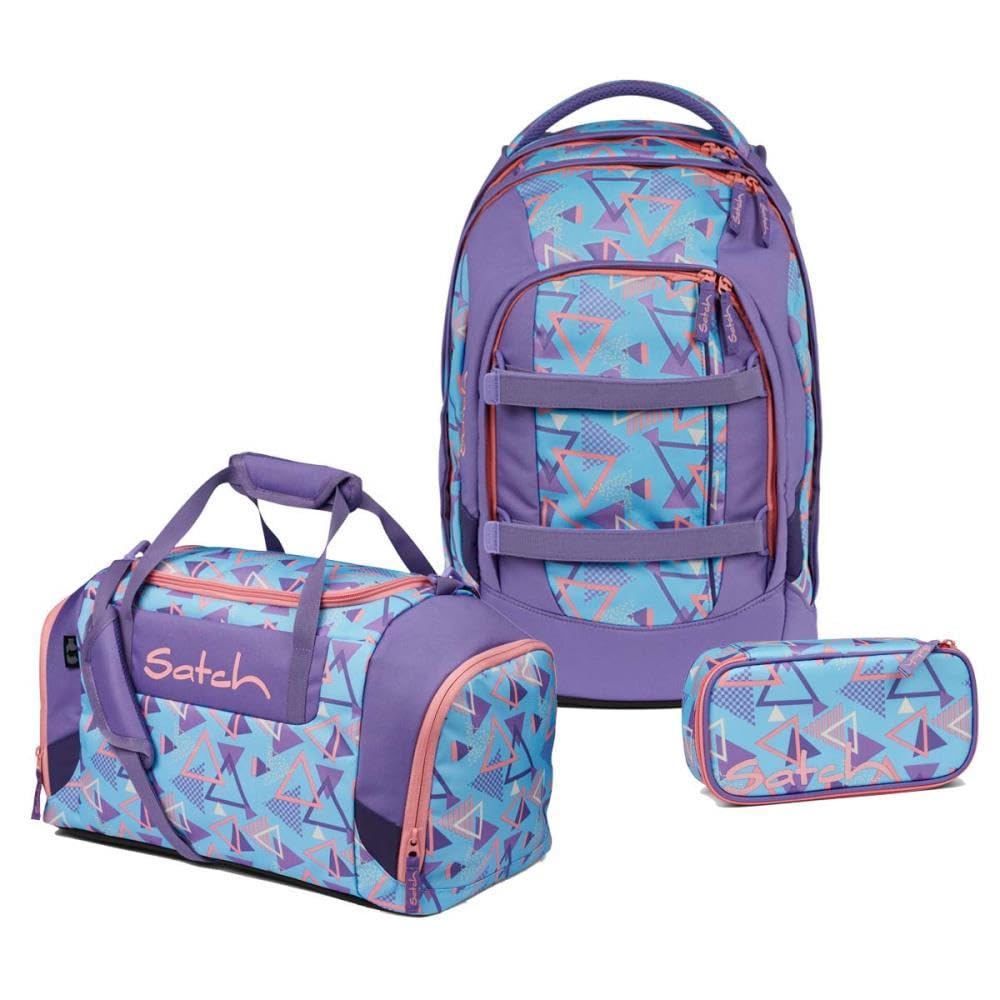 satch Pack Schulrucksack Set 3tlg. inkl. Schlamperbox und Sporttasche, 80s Dance
