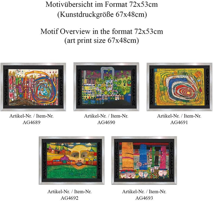 artissimo, Premium-Kunstdruck gerahmt, 72x53cm, AG4690, Friedensreich Hundertwasser: Löwengasse - Di