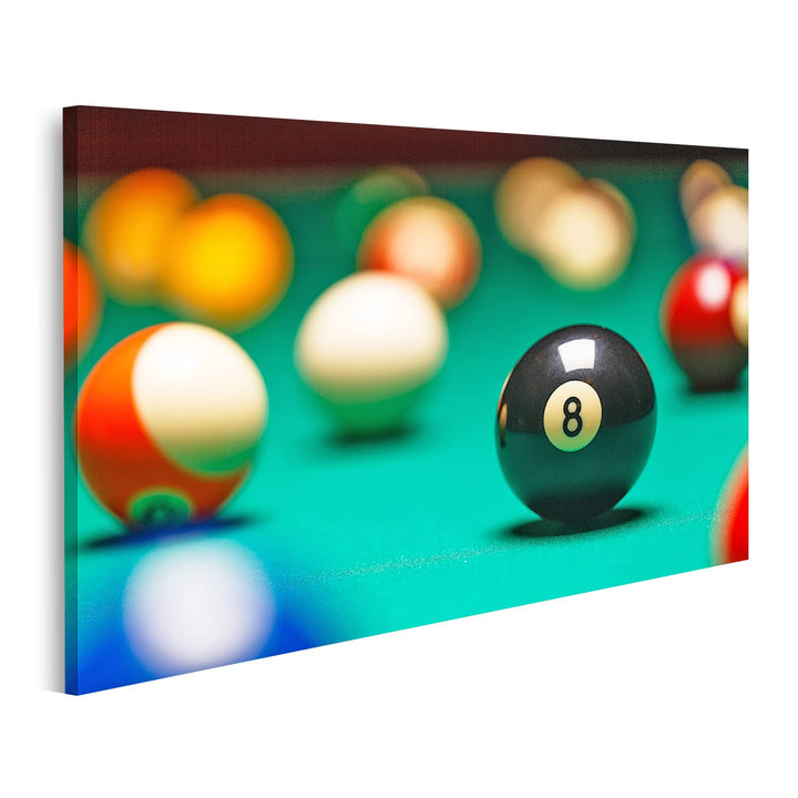 islandburner Bild auf Leinwand Billard Kugeln Auf Billardtisch Schwarze Acht Bilder Wandbilder Poste