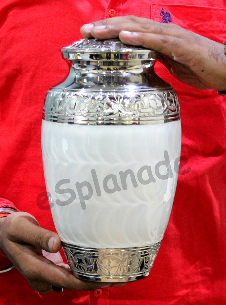 eSplanade Brass Cremation urn Memorial Container Jar Pot | Metal urns | Burial urn | Brass urn (Weis