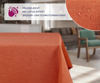 BEAUTEX fleckenabweisende und bügelfreie Tischdecke - Tischtuch mit Lotuseffekt - Tischwäsche in Lei