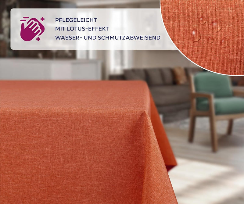 BEAUTEX fleckenabweisende und bügelfreie Tischdecke - Tischtuch mit Lotuseffekt - Tischwäsche in Lei