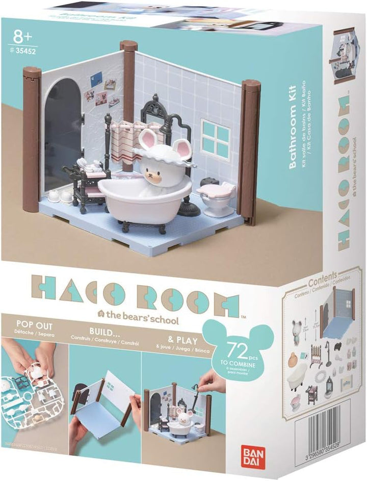 Bandai – Haco Room – Set für Davids Badezimmer – 72 Teile zum Zusammenbauen – Puppe David, Zimmer un