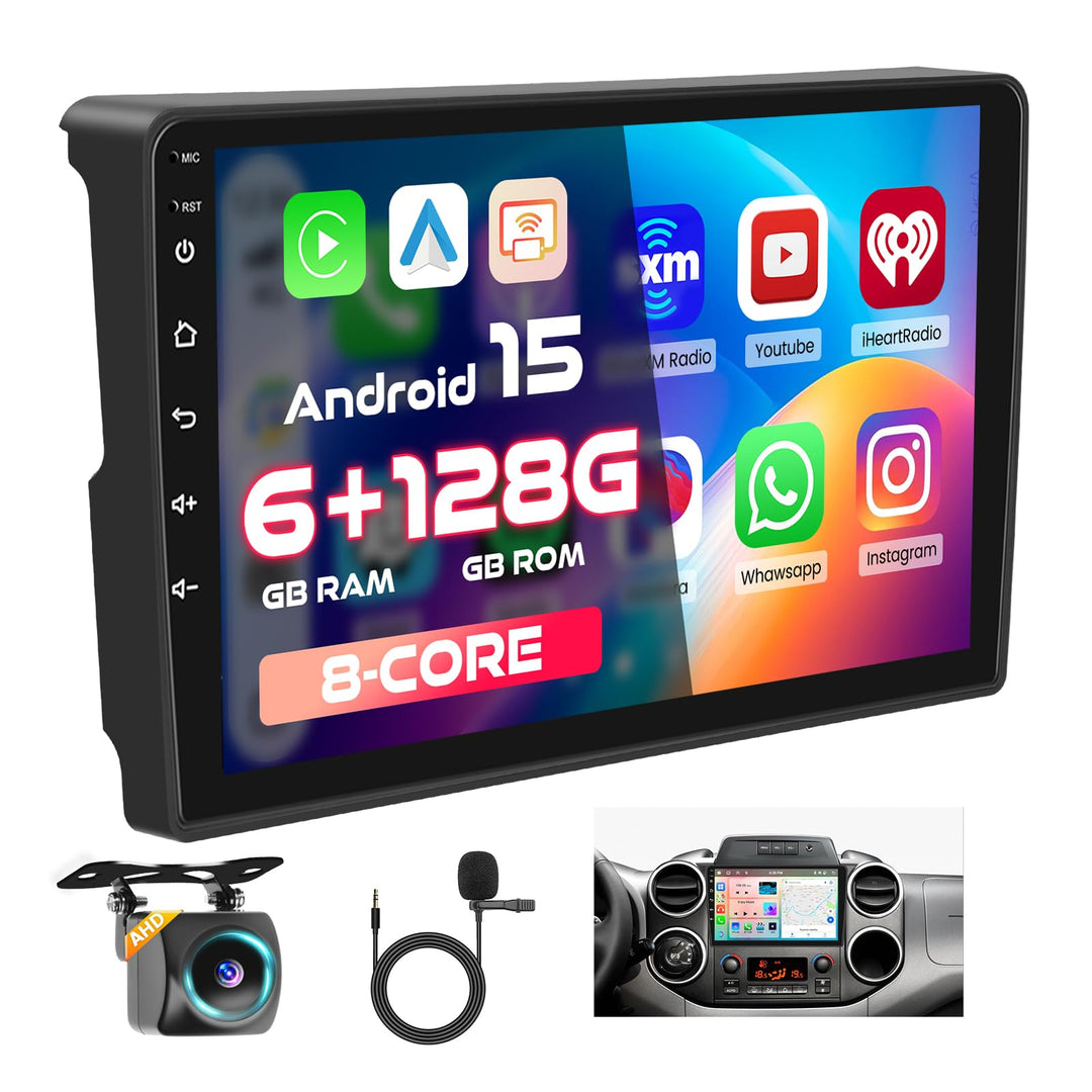 Hikity 8 core 6+128G Android 15 Autoradio für Citroen Berlingo B9 2008-2017 Radio Wireless CarPlay A