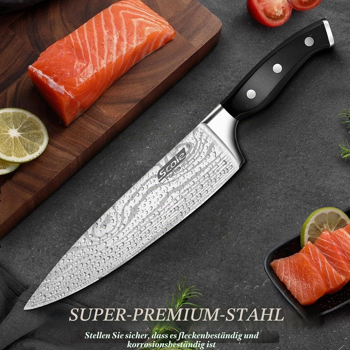 SCOLE® Messerset 3-teilig,Küchenmesserset aus deutschem 1.4116 Edelstahl | Scharfe Messer Set mit Kü