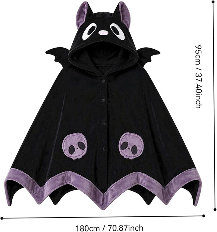 Halloween Damen Bat Hoodie Fledermaus tragbarer Decken Umhang Mit Dämonenflügeln Casual Herbst Karne