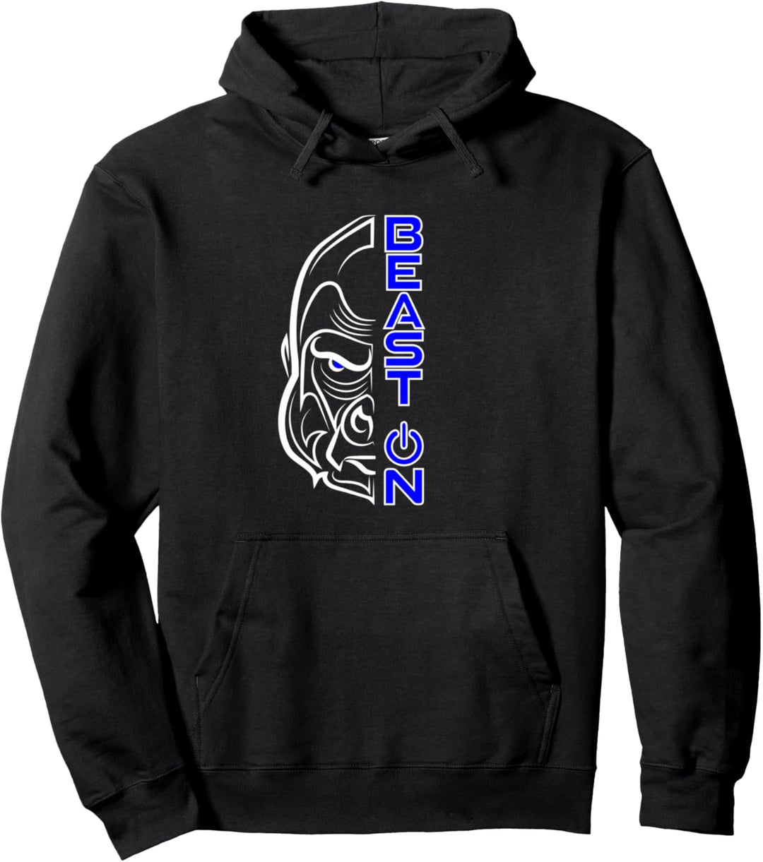 Gorilla Kopf Beast ON Blau Gym Fitness Training Bodybuilding Pullover Hoodie