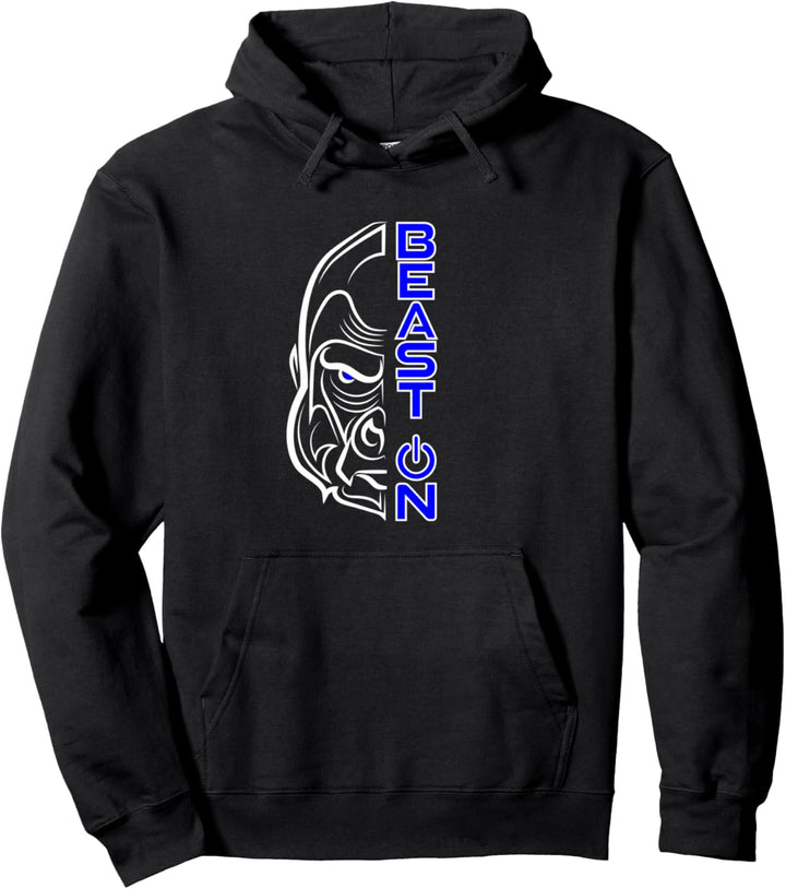 Gorilla Kopf Beast ON Blau Gym Fitness Training Bodybuilding Pullover Hoodie