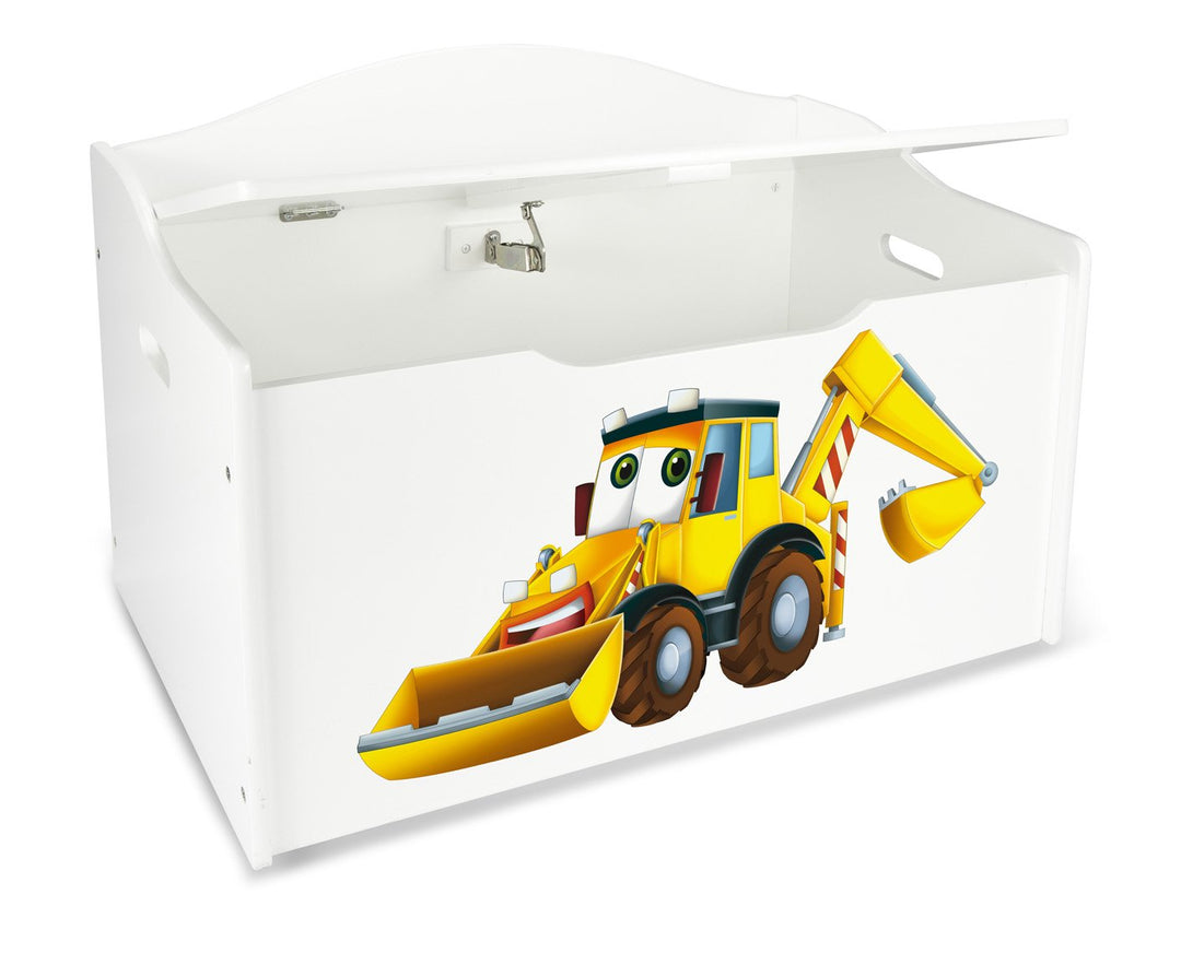 Leomark Kinderbank Hölzerne Bagger XL Kindertruhenbank Behälter für Spielzeug Truhe für Kinderzimmer