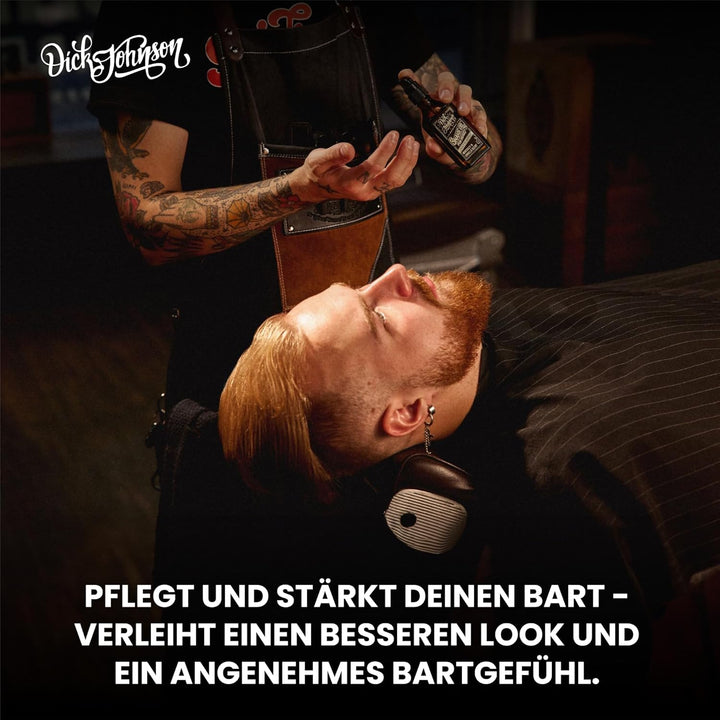 Dick Johnson Beard Oil True Whiskey | Bartöl für Männer | Bart Weichmacher mit Johannisbeersamenöl,
