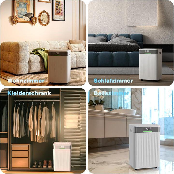 HAUSHOF Luftentfeuchter Elektrisch 20L/Tag, 41dB Leiser Entfeuchter Elektrisch mit Negativ-Ionen für