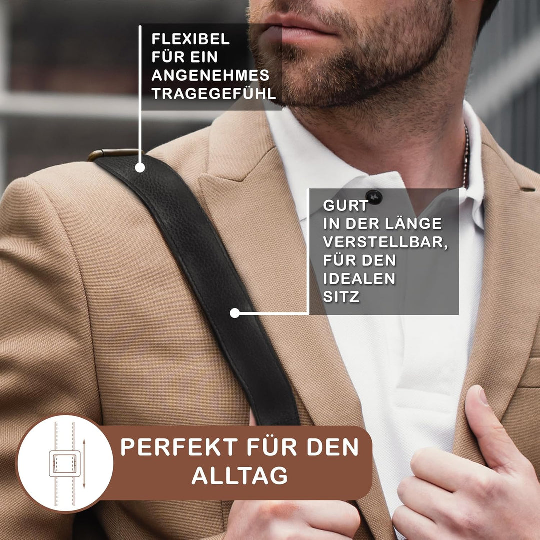 STILORD 'Tom' Vintage Leder Umhängetasche für Studium Uni Büro Arbeit 15 Zoll Laptoptasche DIN A4 Sc
