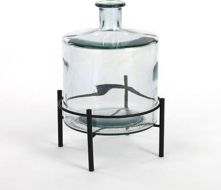 Mica Decorations Guan Glasflasche - H26 x Ø21 cm - Recyceltes Glas - Transparent H. 26 cm D. 21 cm,