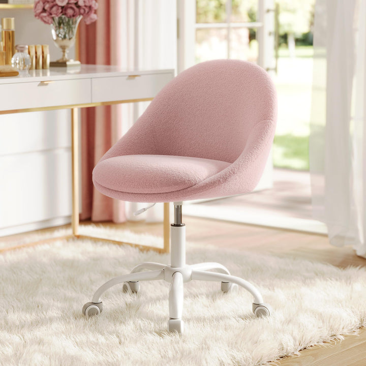 SONGMICS Homeoffice-Stuhl, Schminkstuhl aus Fleece, Schreibtischstuhl, Schaumstoffpolsterung, höhenv