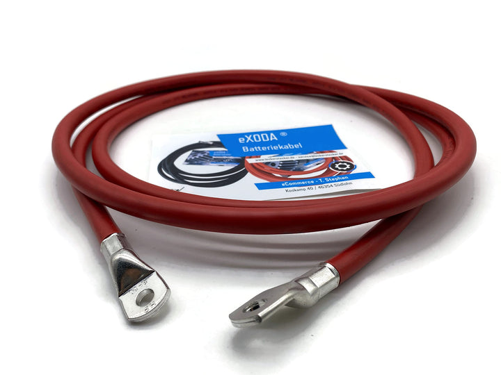 Exoda Batteriekabel 50 mm² 2,5m Kabelschuhe M8 und M10 Rot für Auto Boot Motorrad flexible Ausführun