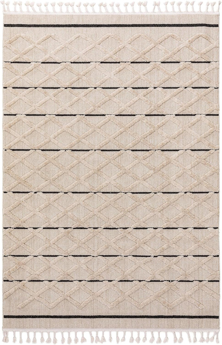 benuta TRENDS Kurzflor Teppich OYO Cream 80x150 cm - Moderner Teppich für Wohnzimmer 80 cm x 150 cm
