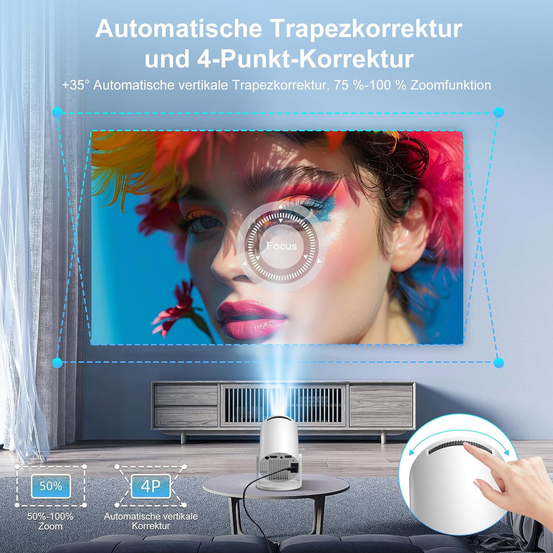 Salange Mini Beamer Unterstützt 4K, Android 14 mit Apps,Smart Projektor Tragbarer mit 5G WiFi 6 und