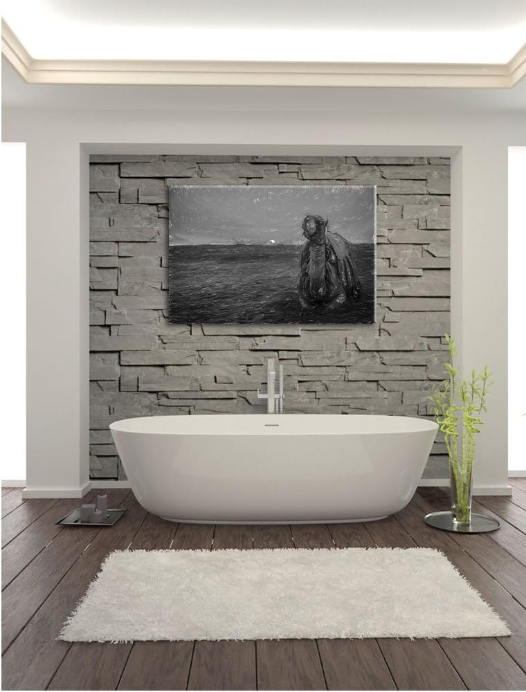 Pixxprint Kamel in ägyptischer Wüste als Leinwandbild/Grösse: 100x70 / Wandbild/Kunstdruck/fertig be