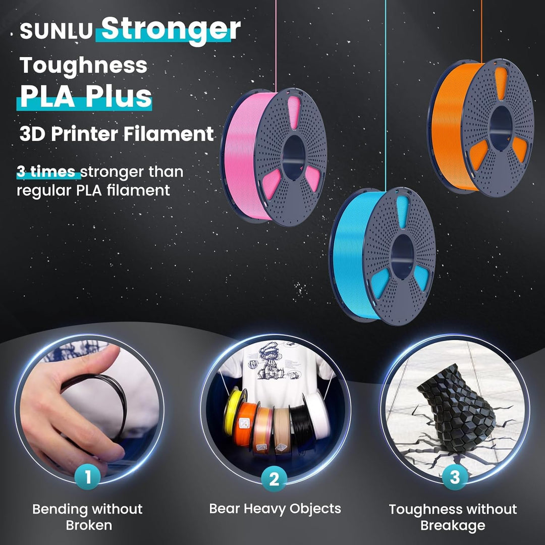 SUNLU 3D Drucker Filament Bündel Multicolor,PLA+ Filament 1.75mm, PLA Plus Filament 2kg, 8 Pack 250g