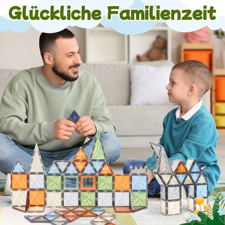 40 Stück Magnetische Bauklötze Set, STEM Magnetische Bauklötze für Kinder, Magnetisches Konstruktion