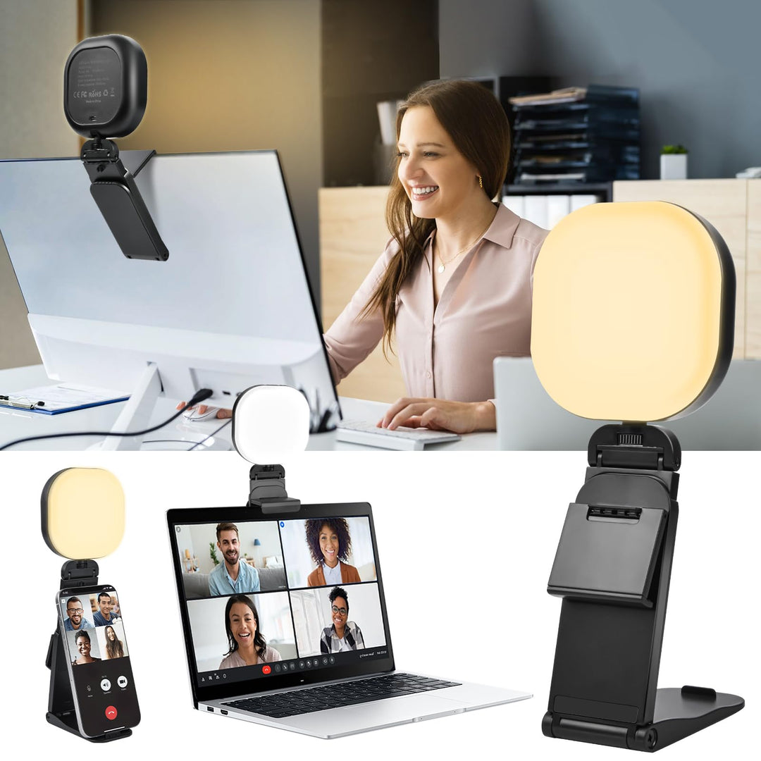 HOTUT Ringlicht Laptop PC, Videokonferenz Licht mit Stativ & Handyhalter, Ringleuchte 5 Lichtfarben
