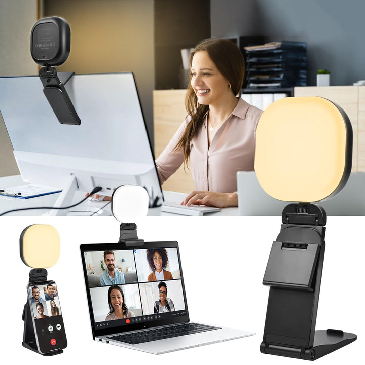 HOTUT Ringlicht Laptop PC, Videokonferenz Licht mit Stativ & Handyhalter, Ringleuchte 5 Lichtfarben