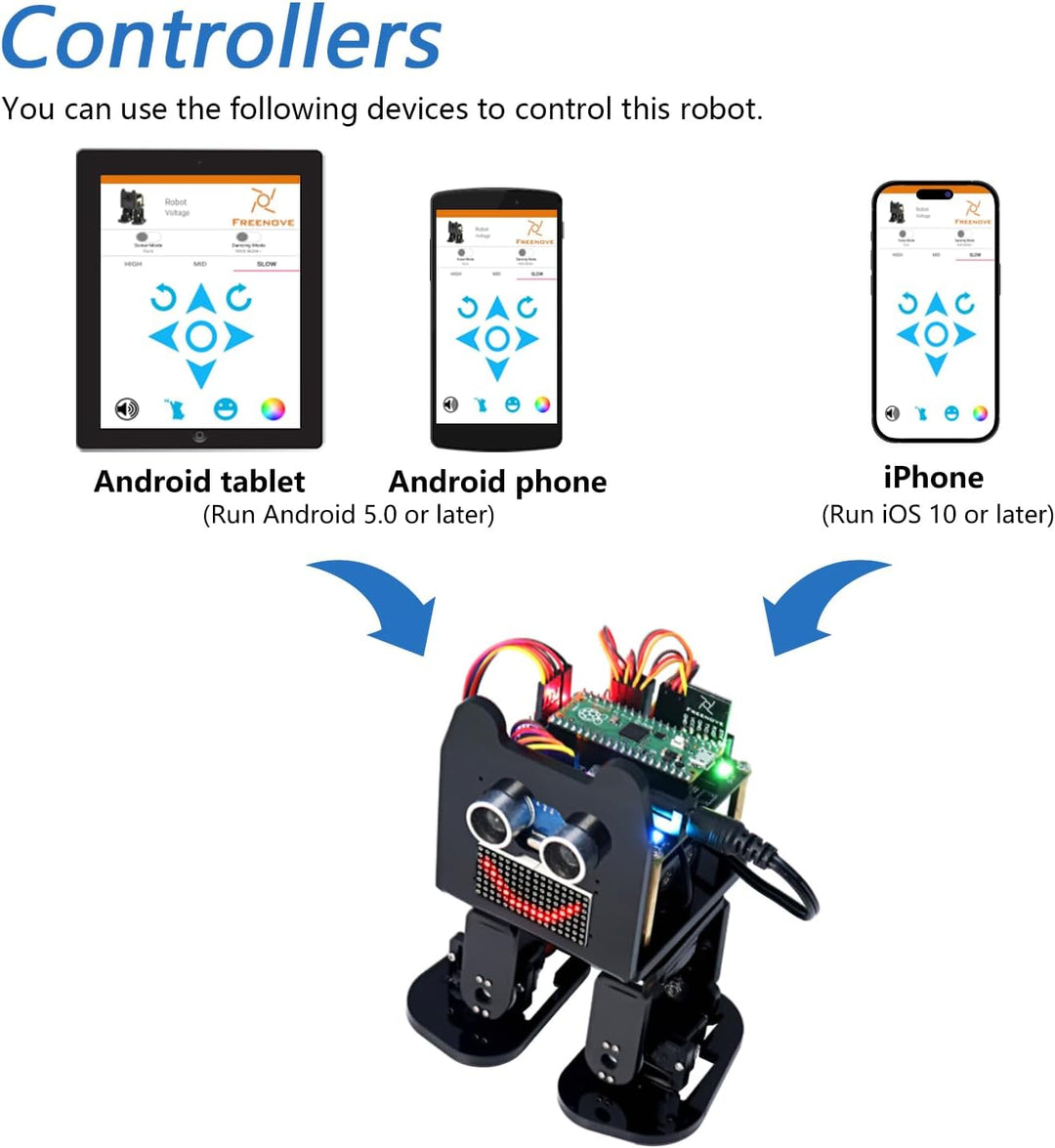 Freenove Bipedal Robot Kit for Raspberry Pi Pico (Not Included) (Compatible with Arduino IDE), LED M