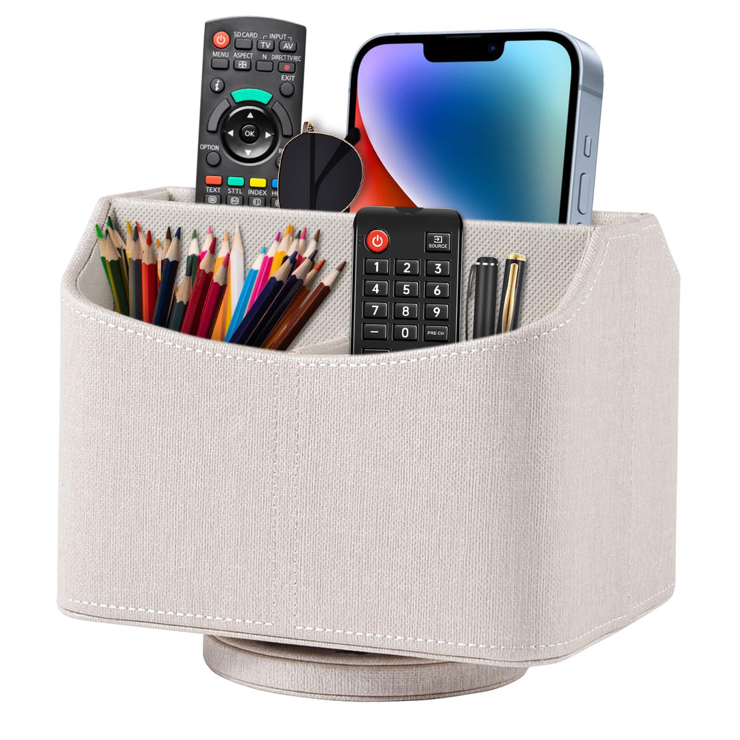 360-drehender Fernbedienungshalter, 5-Teile Nachttisch PU-Leder Multifunktionale Organizer Büro Schr