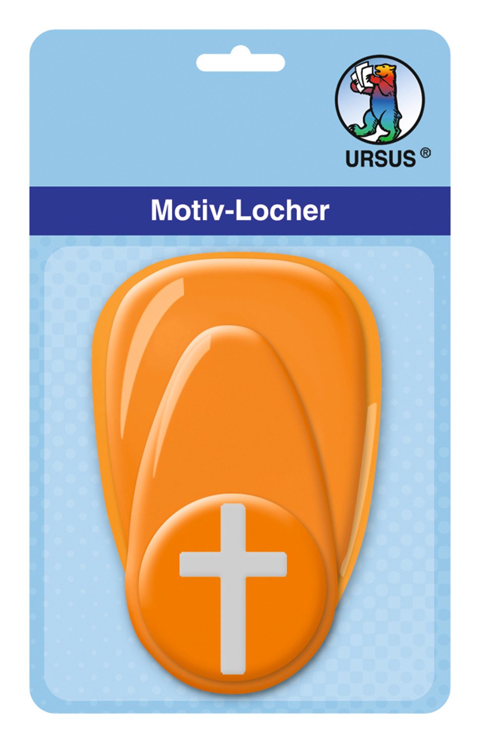 Ursus 19480069 - Motivlocher mit Hebel mittel, Kreuz 2, orange, ausgestanztes Motiv ca. 25,4 mm, aus