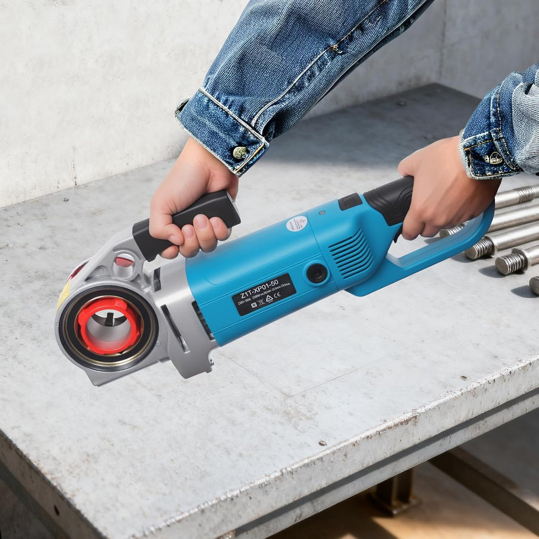 Elektrische Gewindeschneidmaschine 2300W mit 6 Matrizen Rohrschneider Blau, Blau