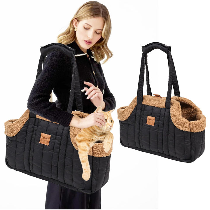 PETCUTE Tragetasche Hund und Katzen,Faltbare Warm Hundetragetasche Schultertasche mit Sicherheitshak