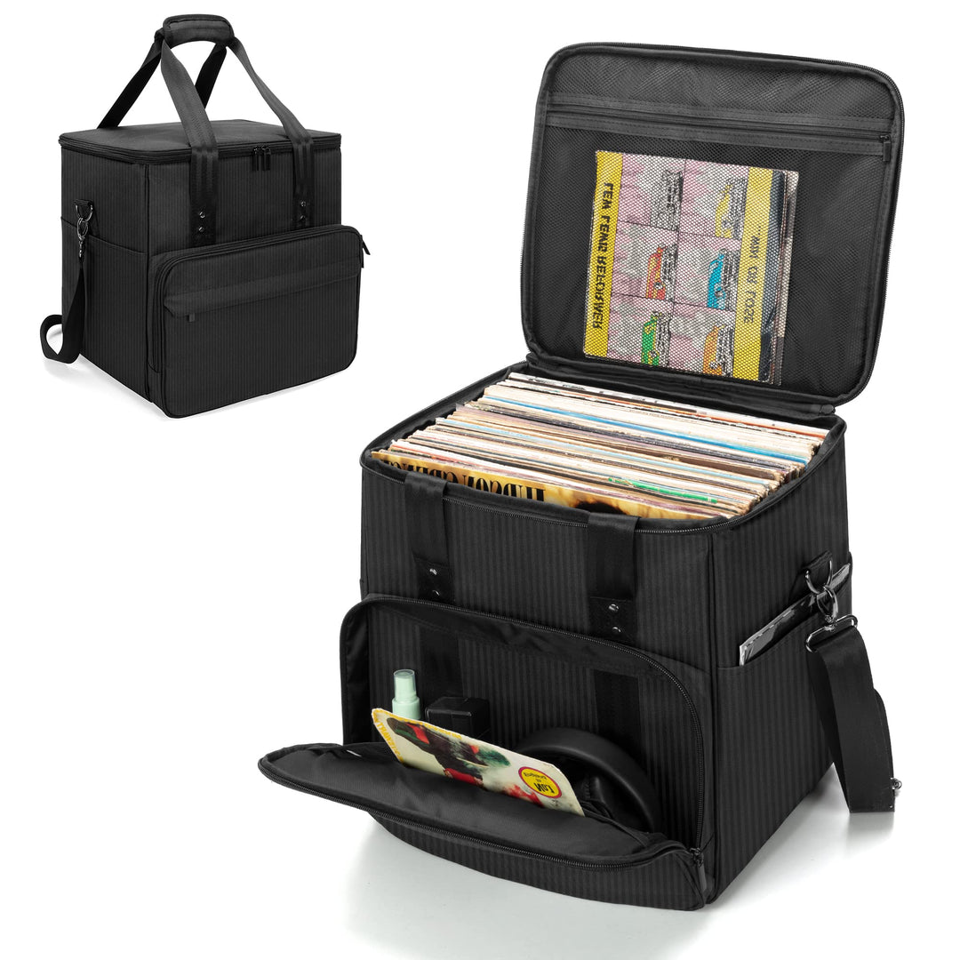 Trunab Rucksack Tasche Schallplatten, Wasserdichtes Nylon Tasche für Vinyl Record LPs Aufbewahrungsb