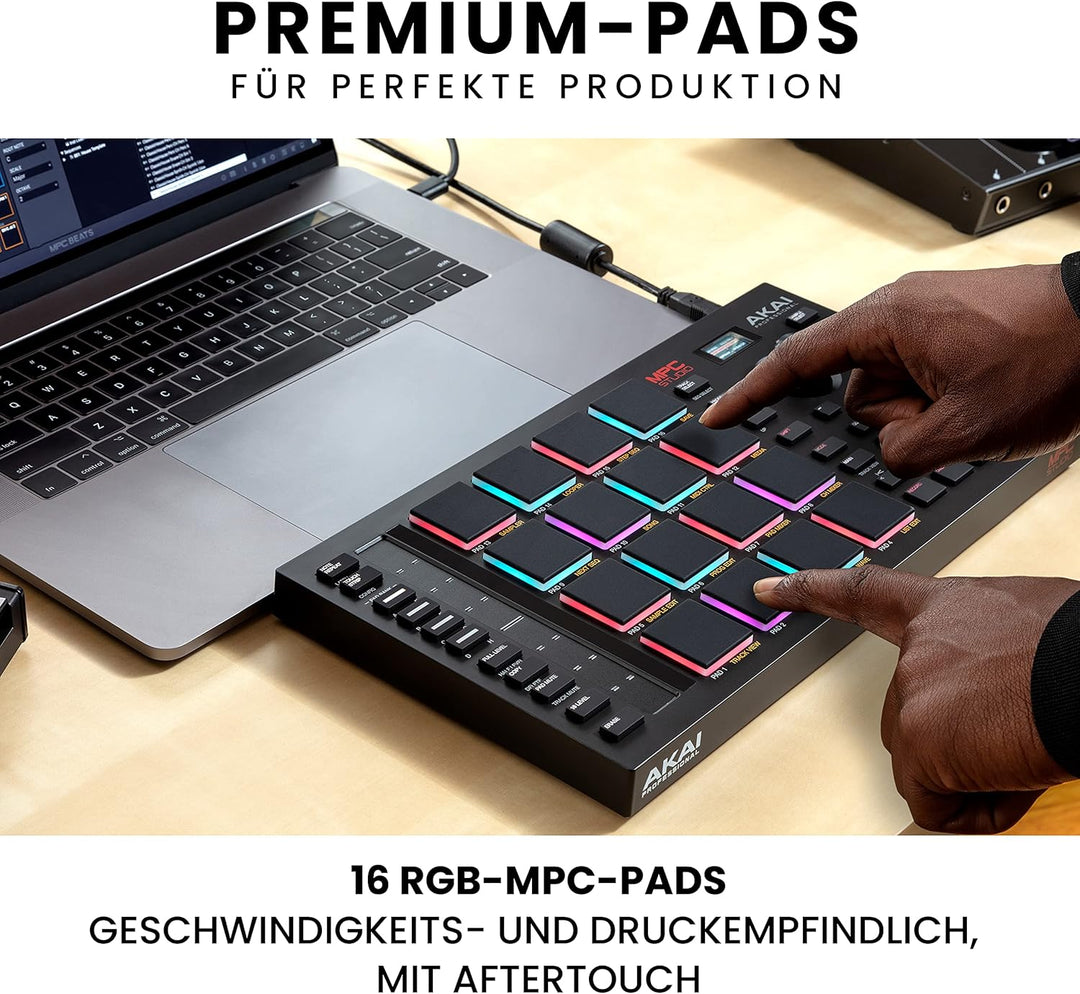 Akai Professional MPC Studio - MIDI-Controller Beat Maker mit 16 anschlagsdynamischen RGB Pads, MPC