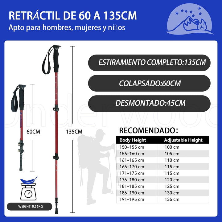 Nordic Walking Stick für Damen und Herren, Teleskop 2 Stück Wanderstöcke für Trekking, Aluminium Wan